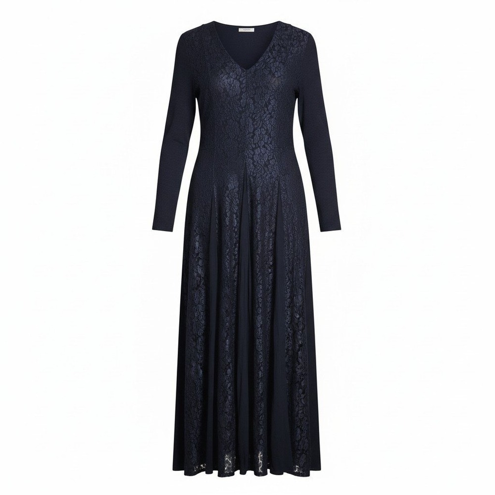 Nostalgia Black Lace Long Sleeve Maxi Dress V-Neck Rayon Boho Goth L